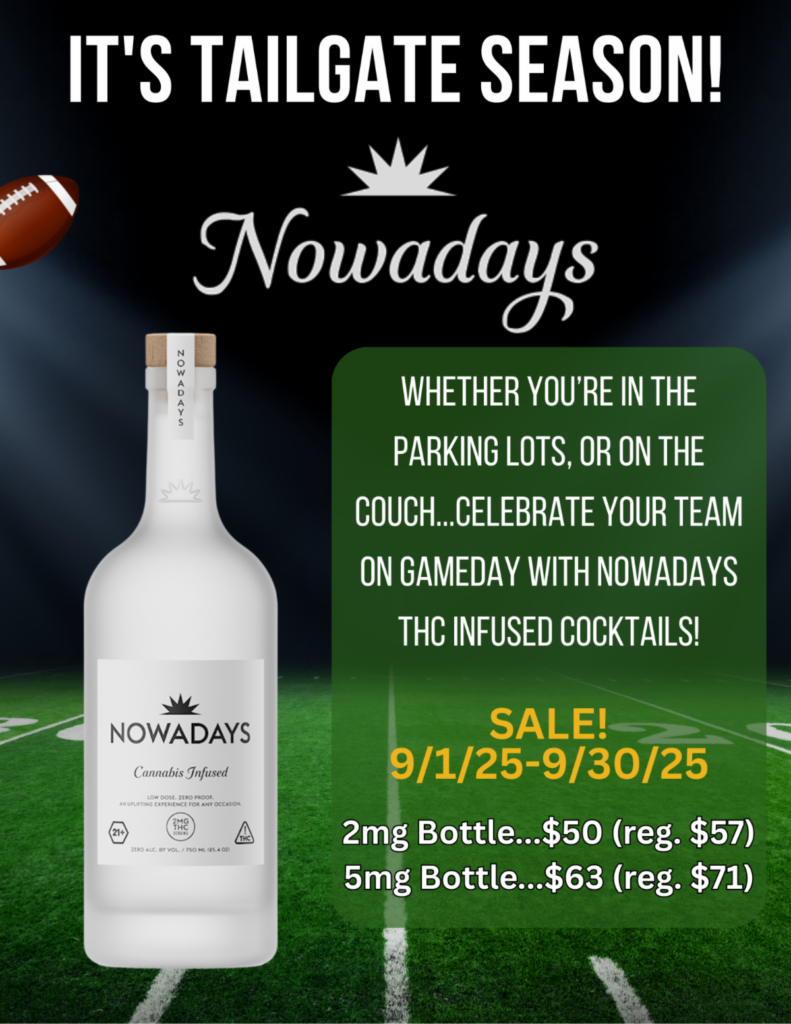 a bottle of vodka next to a football field